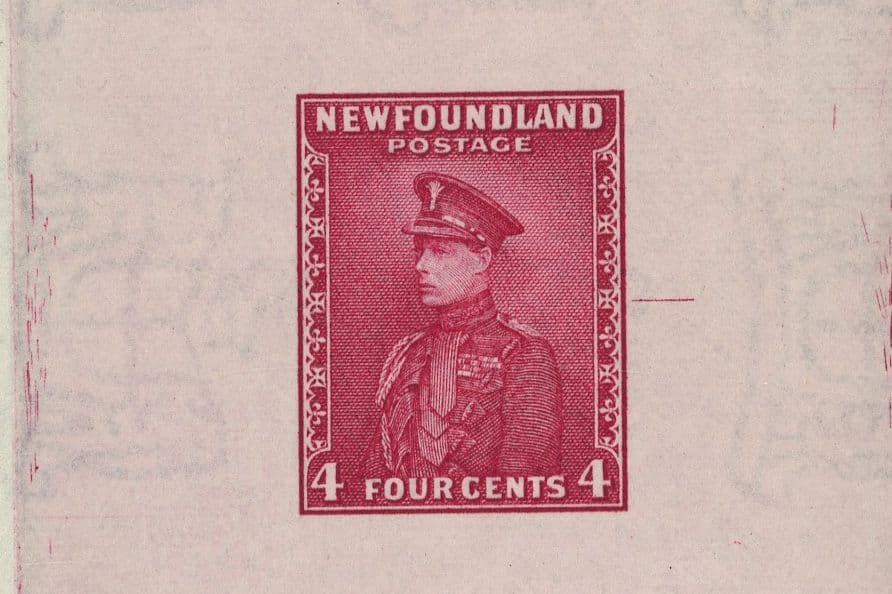 Newfoundland 1932 Resources 4ct Prince of Wales die proof in carmine SG...