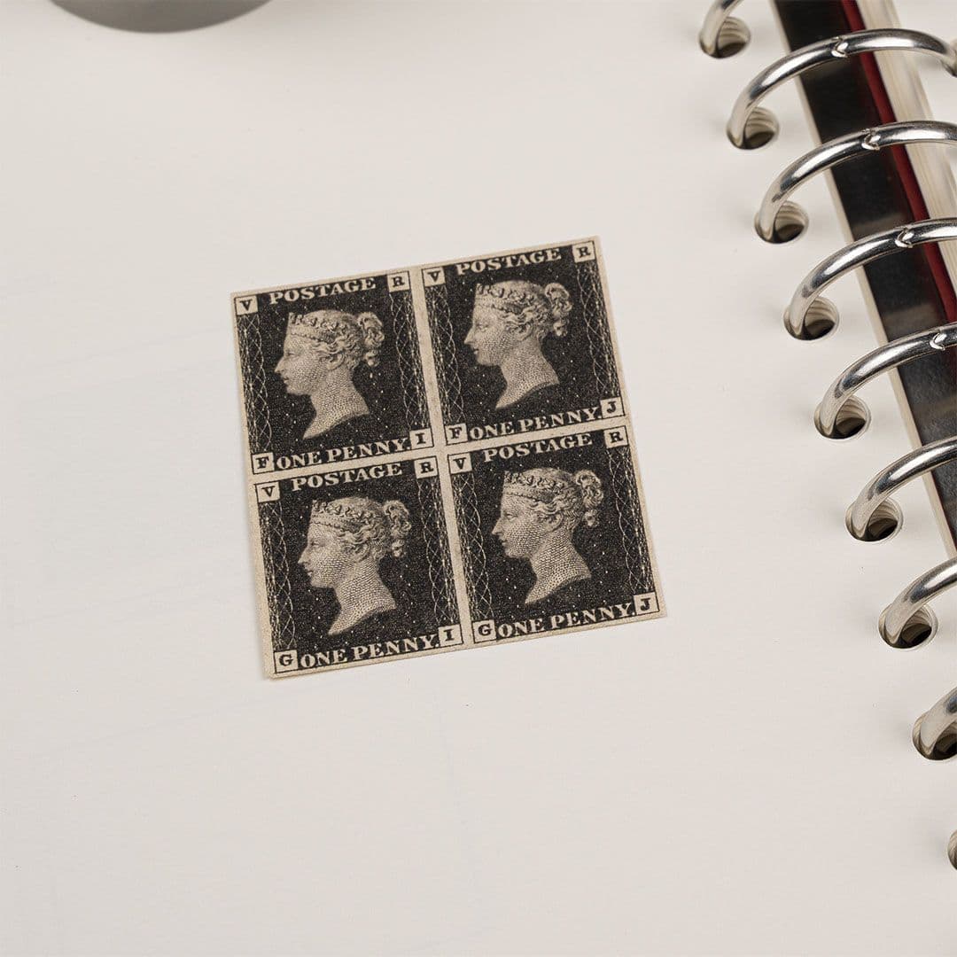 1840 1d Black (VR Official). Unused o.g. block of four (KI-LJ) SGV1