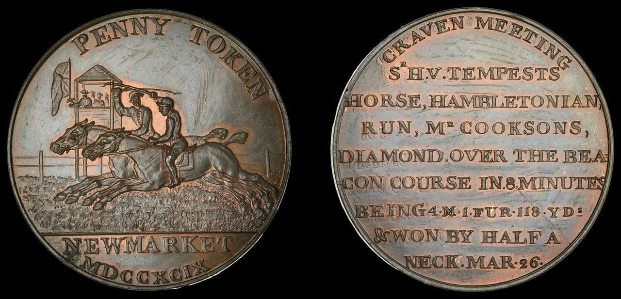 1799 Newmarket Penny Commemorating the closely contested race between ‘Hambletonian’ and ‘Diamond’